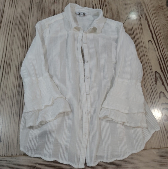 Liverpool White Textured Blouse Size Medium - Picture 3 of 3